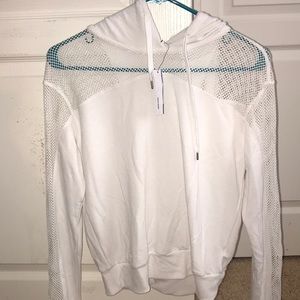 Garage Brand white hoodie with mesh detailing